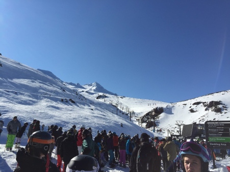 It was a beautiful cloudless day, so everyone went skiing