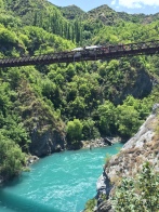 Bungy jumping at over the Kawarau River. Crazy, crazy people.