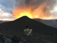 Watching the sunset from the crater rim.