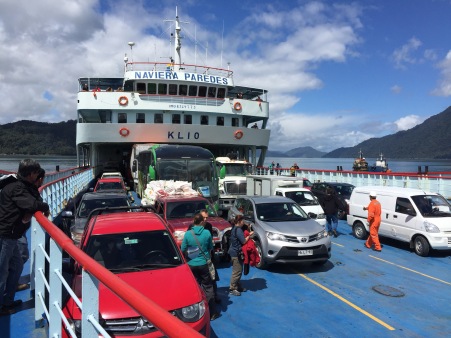 A big trip with lots of cars requires a BIG ferry!