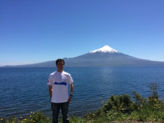 Me wearing my conference shirt, with Osorno on it, standing in front of Osorno